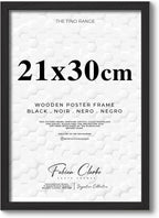 21x30cm Modern Black Wooden Picture Photo Frame A4 Photo Frame Ideal for Prints and Posters Hang Portrait or Landscape
