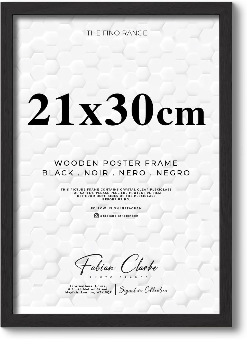 21x30cm Modern Black Wooden Picture Photo Frame A4 Photo Frame Ideal for Prints and Posters Hang Portrait or Landscape