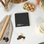 Arc Kitchen Scale – Digital Food Weighing Scales For Precise Cooking/Baking, Slim Platform for Compact Storage, Add & Weigh/Tare Function, 3kg Capacity, Battery Included, Black