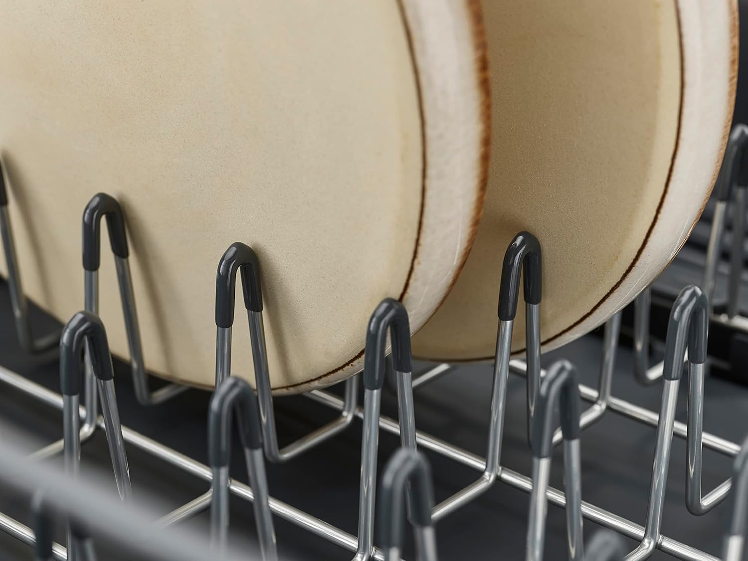 extend steel expandable dish drainer rack with removable cutlery holder swivel draining spout - grey/steel, 4