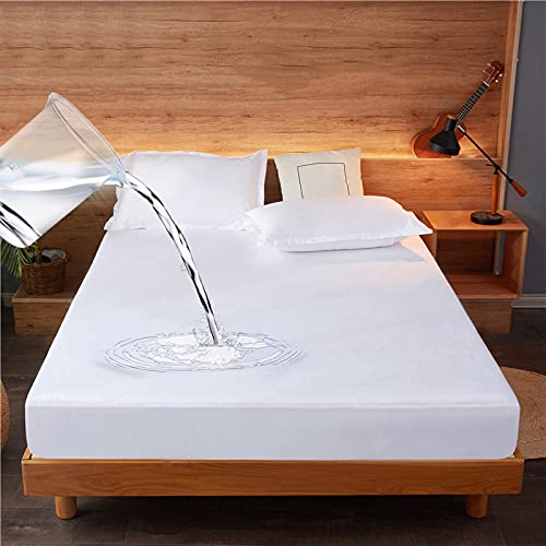 Single Waterproof Mattress Protector Fitted Mattress Cover Single Bed Protective Sheet Breathable Mattress Protection Cover Washable 30cm Deep Fitted (Single 90x200cm) Main image