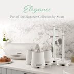 Elegance SWKA18533WHT Set of 3 Kitchen Storage Canisters for Tea, Coffee, and Sugar with Textured Gloss Finish and Stainless Steel Accents, 1.3L, White