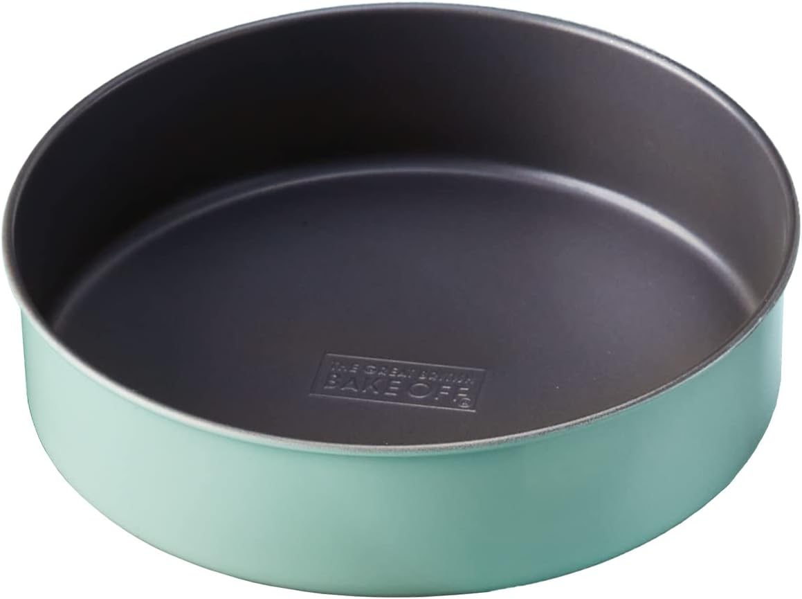 Cake Tin for Sponges, 8 inch Baking Tin (20cm), for Cheesecake, Victoria & Christmas, Offical GBBO Logo, Non Stick Coated Carbon Steel, Duck Egg Blue Main image