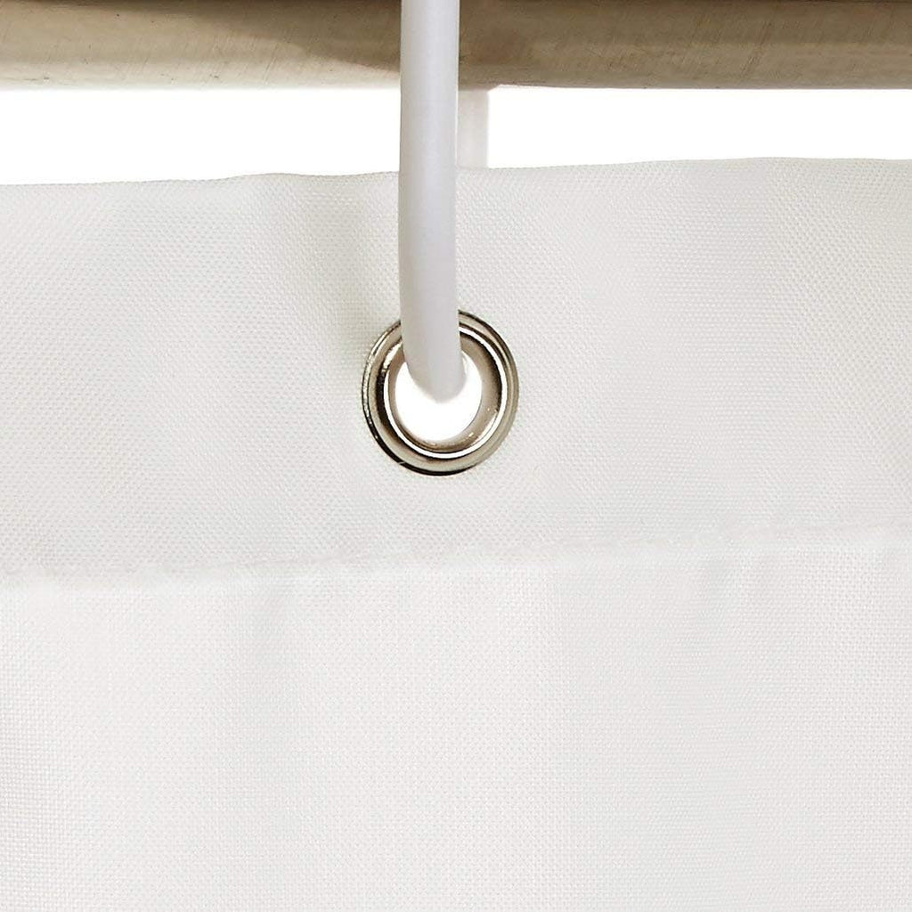 Shower Curtain, Water and Mould Resistant Fabric Bathroom Curtain with Grommets & Hooks, Machine Washable, 180 x 200 cm, White