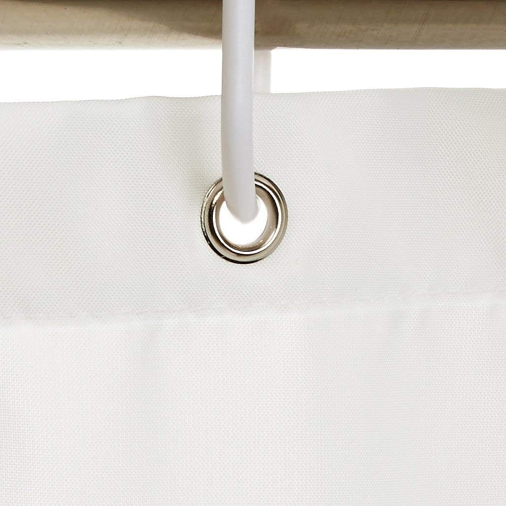 Shower Curtain, Water and Mould Resistant Fabric Bathroom Curtain with Grommets & Hooks, Machine Washable, 180 x 200 cm, White