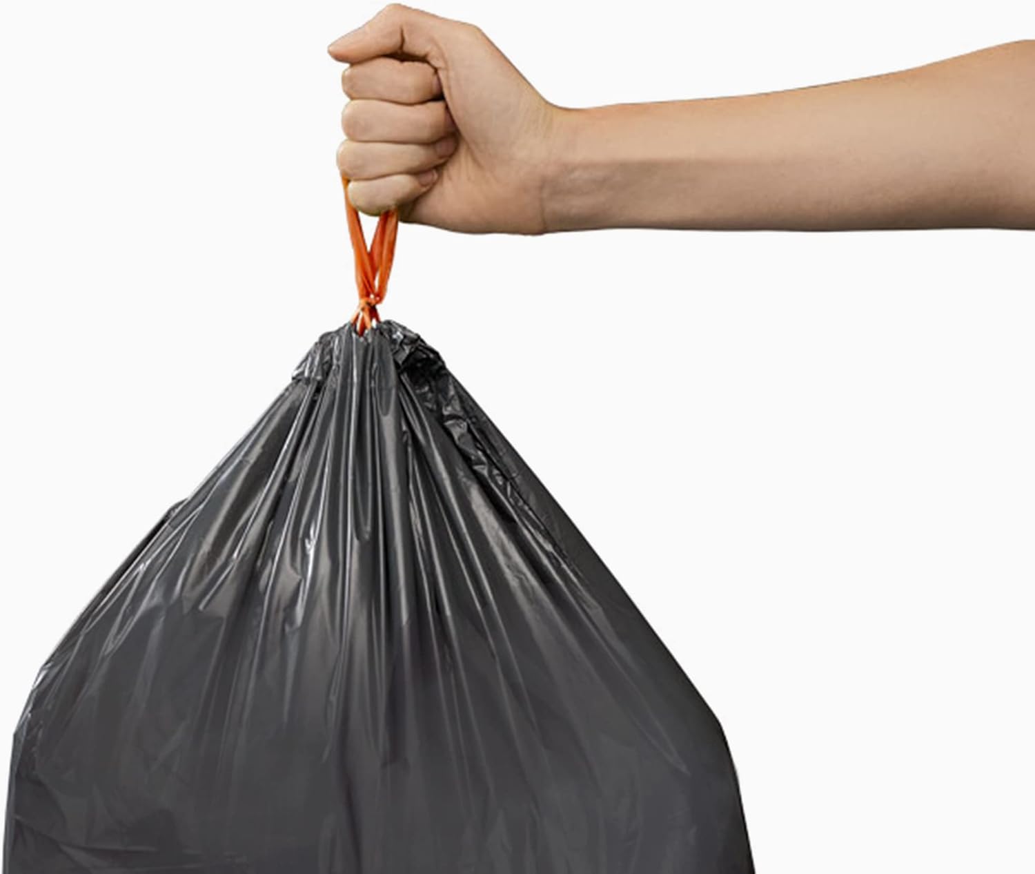 IW5 Eco Recycled plastic Bin Liners, Kitchen Waste Bags With Tie Tape Drawstring Handles, Extra Strong – Pack of 20, Holds 40 Litres, Grey Secondary image