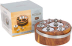 Living Nostalgia Kitchen Scale Weights Set (Metric) with Wooden Holder in Gift Box, Polished Metal, 1 Pieces