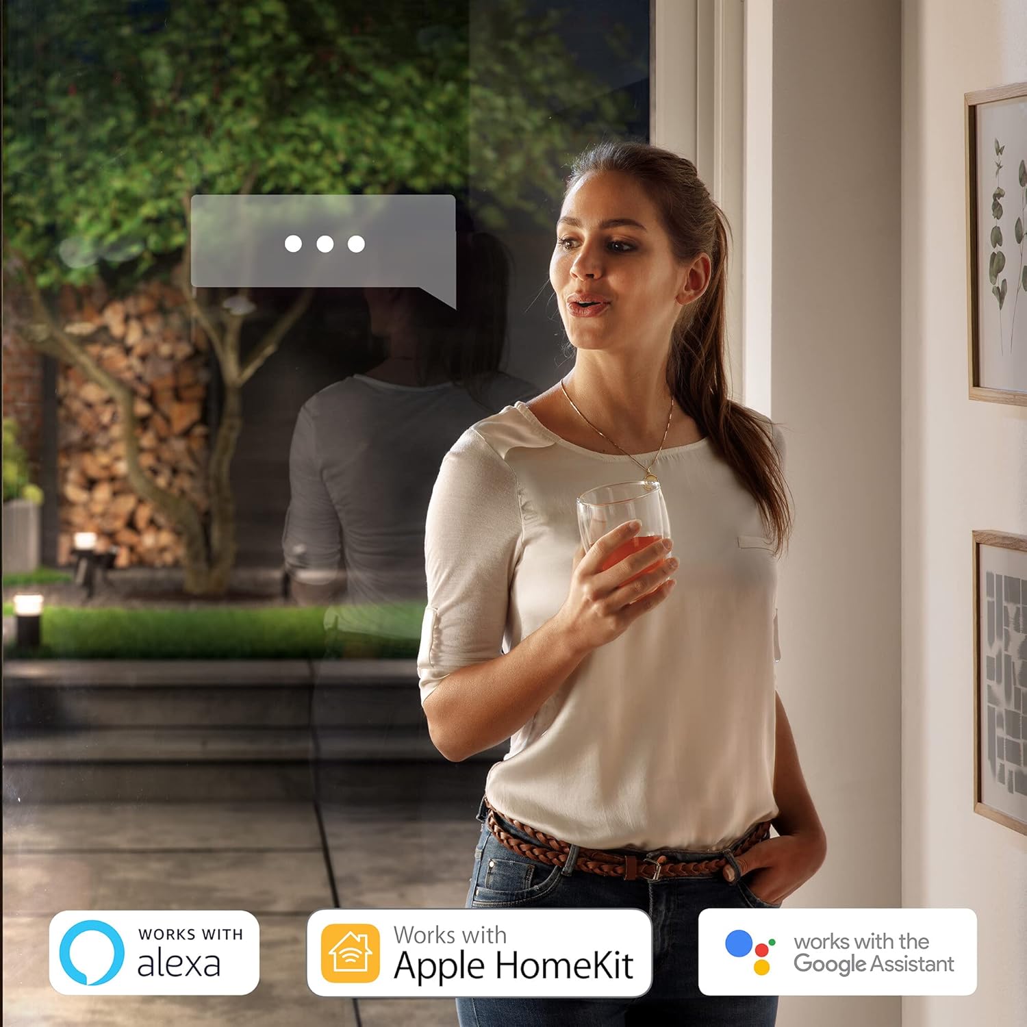 Econic White and Colour Ambiance LED Smart Garden Pedestal [Standing Lantern], Works with Alexa, Google Assistant and Apple Homekit