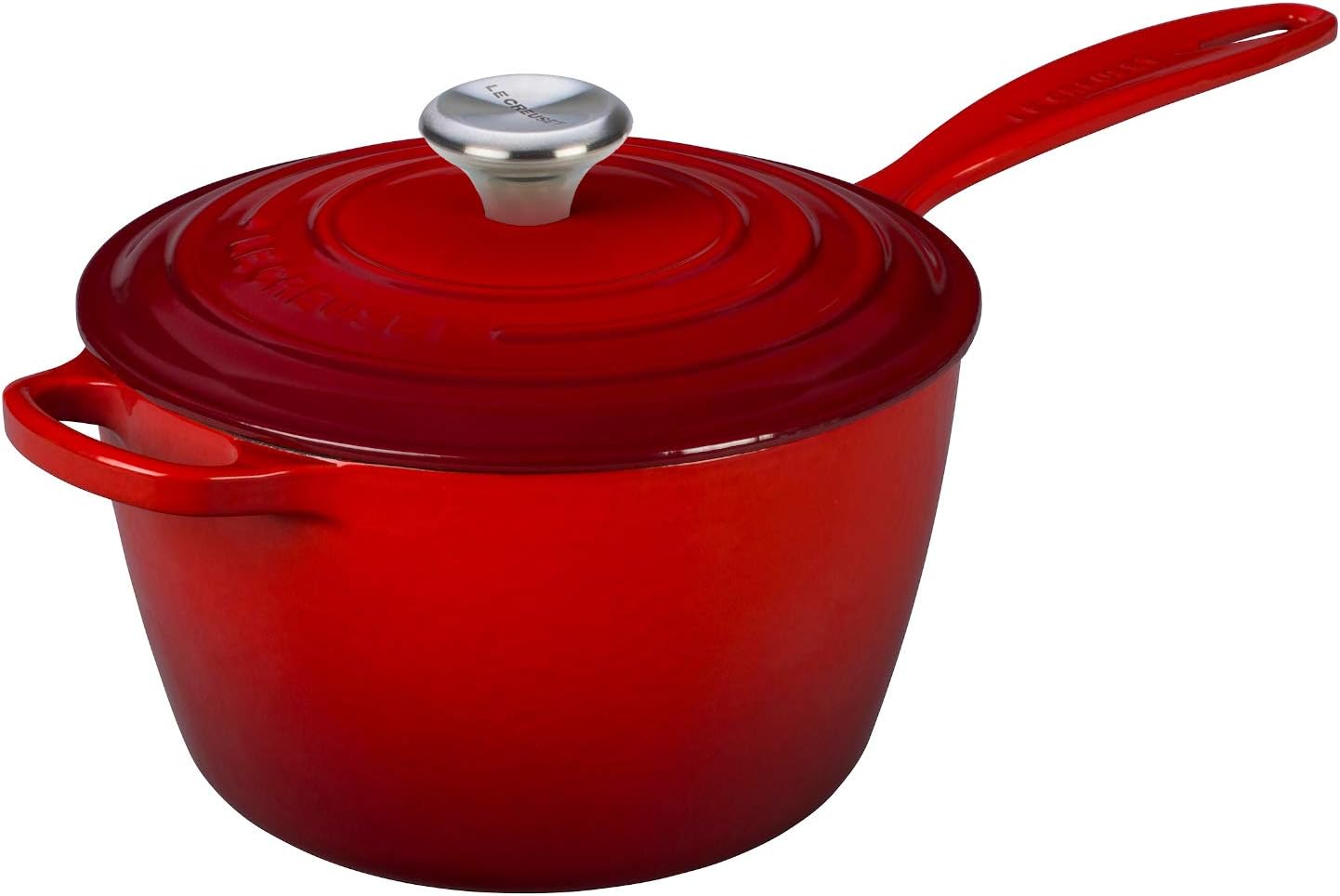 Signature Enamelled Cast Iron Saucepan with Anti Drip Pouring Lip and Vented Lid, for All Hob Types, 20 cm, 2.5 litres, Cerise, 21181200602430 Main image