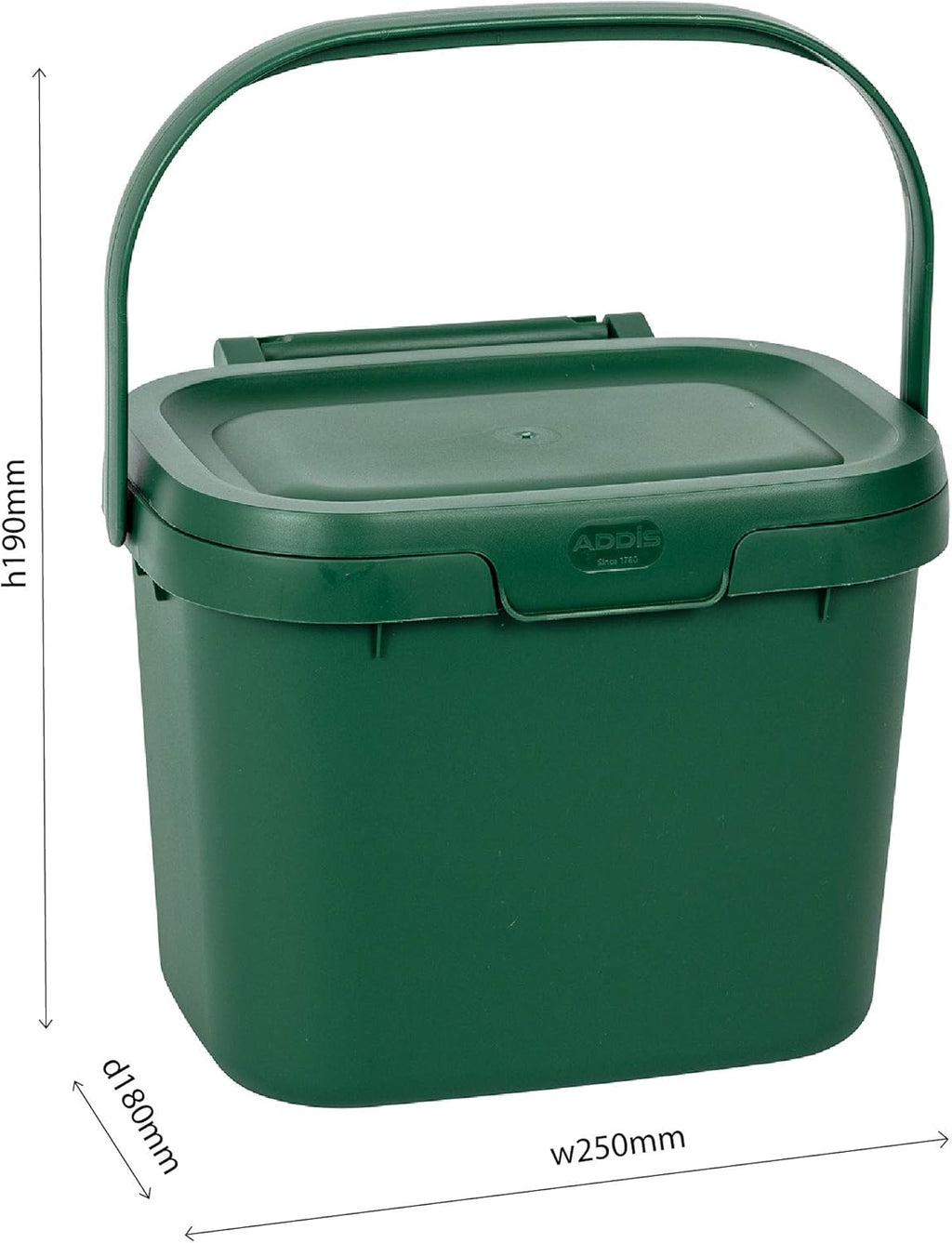 518251 Everyday Kitchen Food Waste Compost Caddy Bin, 4.5 Litre, Sliver, Metallic Silver