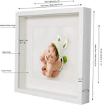 Shadow Box Frame 11x11x1inch, Square, White, Display 3D Frame Picture with Mount 8x8 Plexiglass for Filling, for Objects, Photos, Souvenirs, for Crafts,Baby Items, dried Flowers