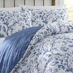 Laura Ashley Home Elise Bonus Luxury Premium Ultra Soft Duvet Coverlet, Lightweight Comfortable 3 Piece Bedding Set, Stylish Design for Home Décor, King, Medium Blue