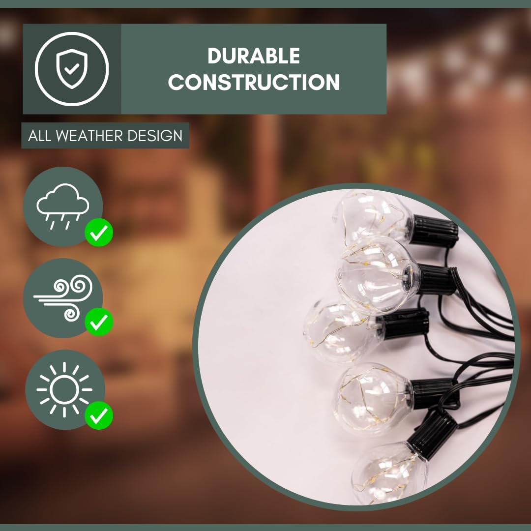Multi Coloured Outdoor Lights 14M/45FT Festoon Light Outdoor Garden Lights Main Powered Waterproof Christmas Lights Decorations for Home Fence Gazebo Patio Parties Wedding Parties