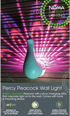Percy Peacock Wall Light, 20 cm, Battery Operated (Pack of 1)