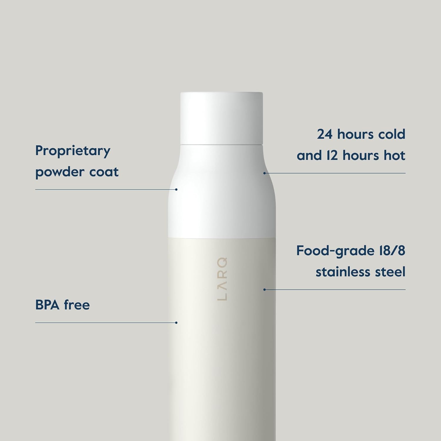 Bottle Twist Top 25oz - Insulated Stainless Steel Water Bottle | BPA Free | Reusable Water Bottle for Camping, Office, and Travel | Keep Drinks Cold and Hot, Granite White