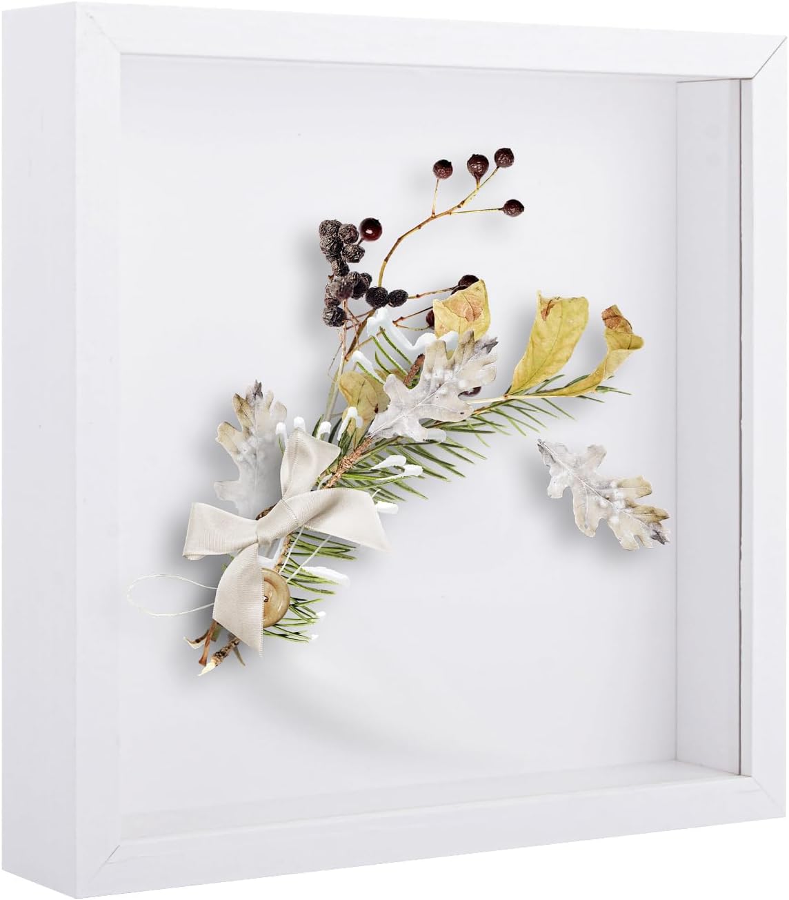 3D Shadow Box Frame, White 8x8 inch Picture Frame 1.2 Inch Deep Box Frames Wooden Display Box for Crafts, Photos, Artworks, Bouquet, Memory Tickets