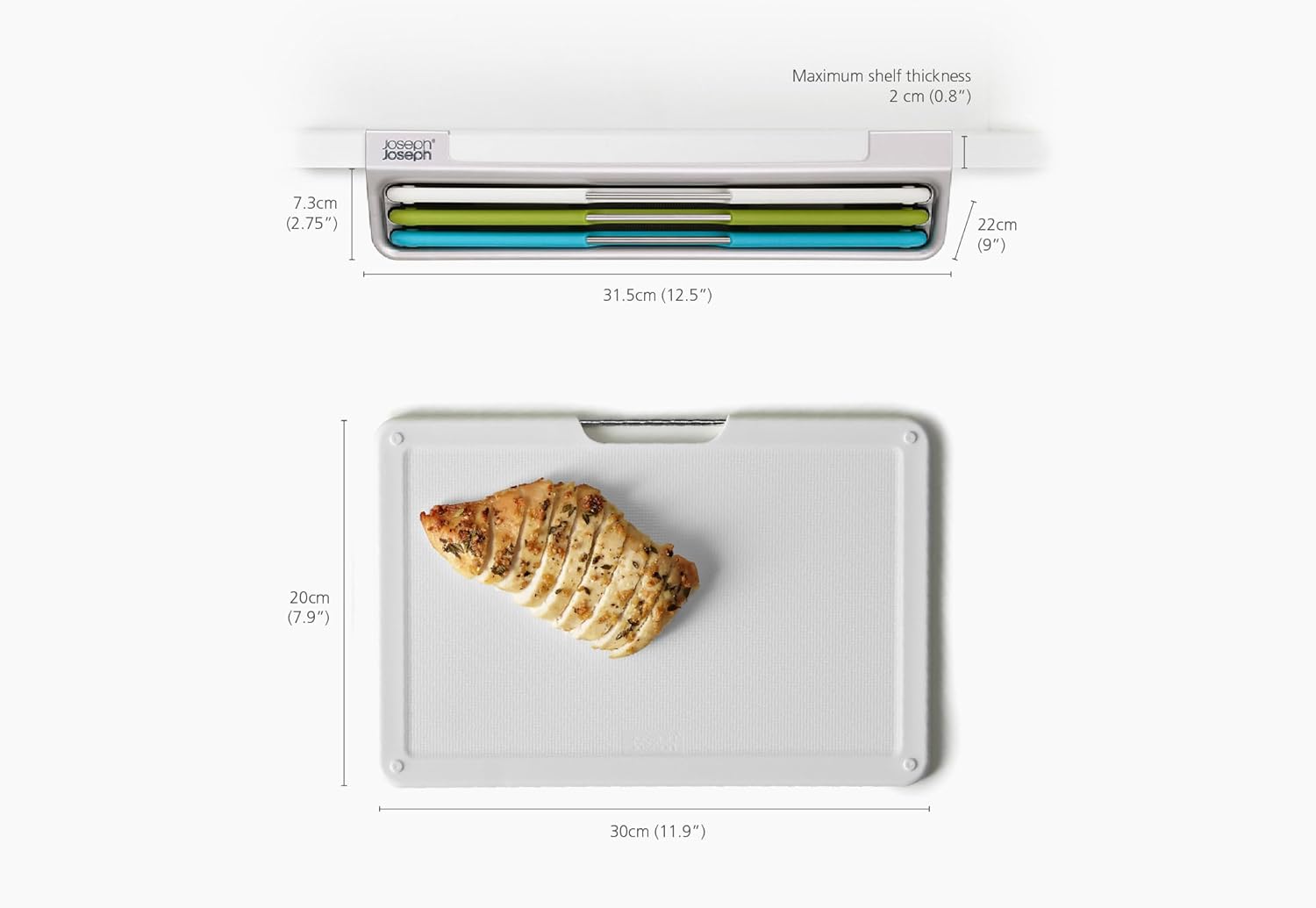 Folio Slim 3-Piece Under Shelf, Space saving Chopping Board Set, Multicolour Secondary image