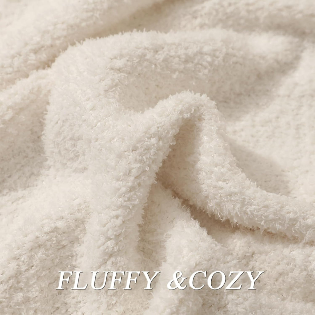 bearberry Super Soft Fluffy Throw Blanket Lightweight Cozy Warm Throw Blankets for Couch Bed Sofa All Season(Cream, 50”x60”)