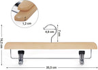 SONGMICS Skirt Hangers, Pack of 8, Solid Wood Trousers Hangers, with Non-Slip Clips for Pants Slacks, Shorts, Natural CRW008-8
