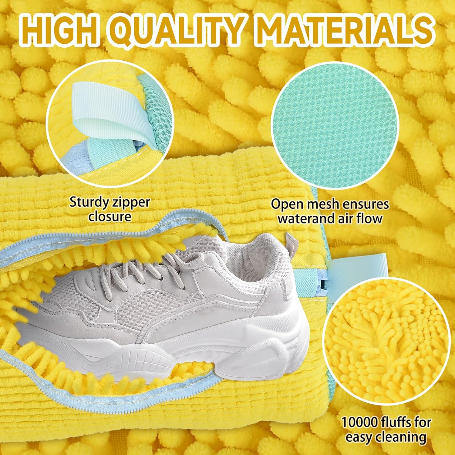 Shoe Washing Machine Bag, 1Pcs Yellow Reusable Laundry Shoe Bag Shoe Cleaning Bag, Shoe Wash Durable Bag For Washing Machine With Premium Zipper, Laundry Shoes Bag for Delicates Trainers Socks Bras.