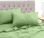 Bed Sheet Set Double, Sage, 4 Piece – Fitted Sheet, Flat Sheet with 2 Pillow Cases 50x75 – Wrinkle, Shrinkage & Fade Resistant – Oeko-Tex Certified, Polyester Microfiber Fabric