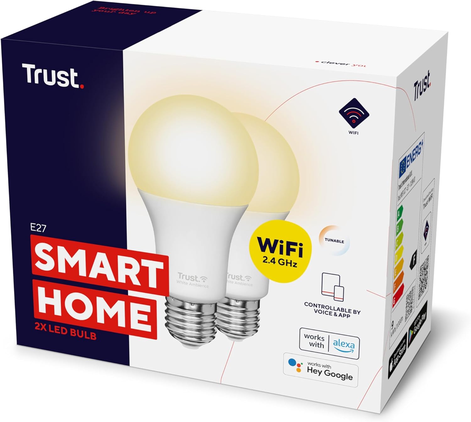 WiFi CCT - E27-71298-02 Smart Bulb, Dimmable LED Bulb, Works with Alexa and Google Home, No Hub, 2.4GHz WiFi Bulb, E27 Screw Bulb, Warm to Cool, White Ambience [Amazon Exclusive] - 2 Pack Main image