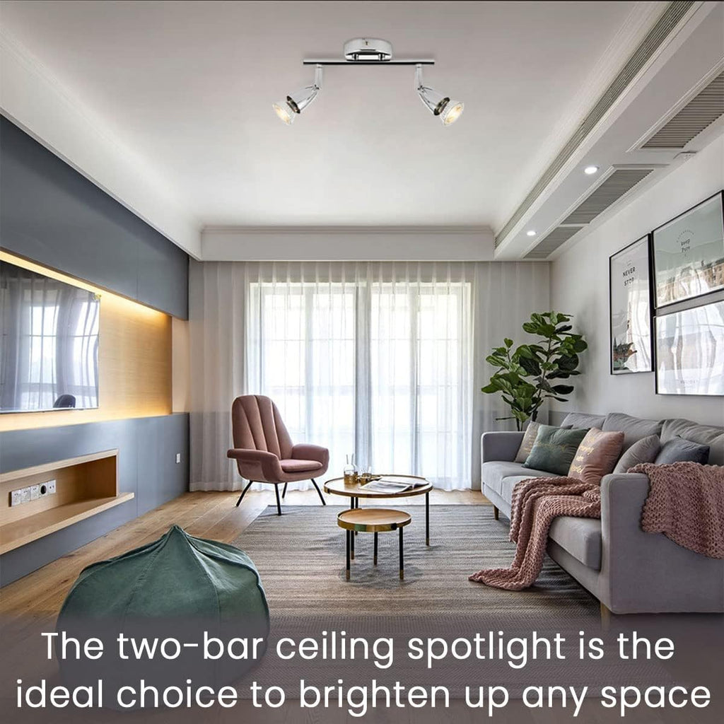 Amalfi 2 Way Adjustable Bar Spotlight Fixture - IP20 Semi Flush Ceiling Light - GU10 LED Compatible Spotlight Lamp - Residential and Commercial Dimmable Light Fitting | Antique Brass Finish