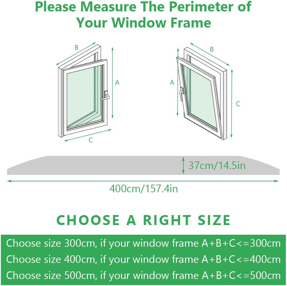 Air Conditioner Window Seal, 400cm/158Inch Portable Universal Kit with Zip, Anti-Mosquito Seal Unit for Mobile Conditioner, Tumble Dryer, #3 4m White, #2 Regular