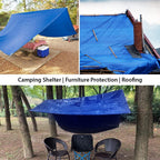 Tarpaulin 3m x 4m Water-resistant Tarp Large Camping Cover Sheet – Multipurpose Groundsheet with UV Protection, Weatherproof & Frost-Resistant – Reinforced Eyelets - Blue