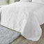 Serene - White Leaf Embossed Bedspread (230cm X 200cm) - Soft Touch - Microfibre - Leaf/Leaves Embroidery Quilted Bedspreads - White Floral Blanket/Bed Cover for Bed - Luana Collection