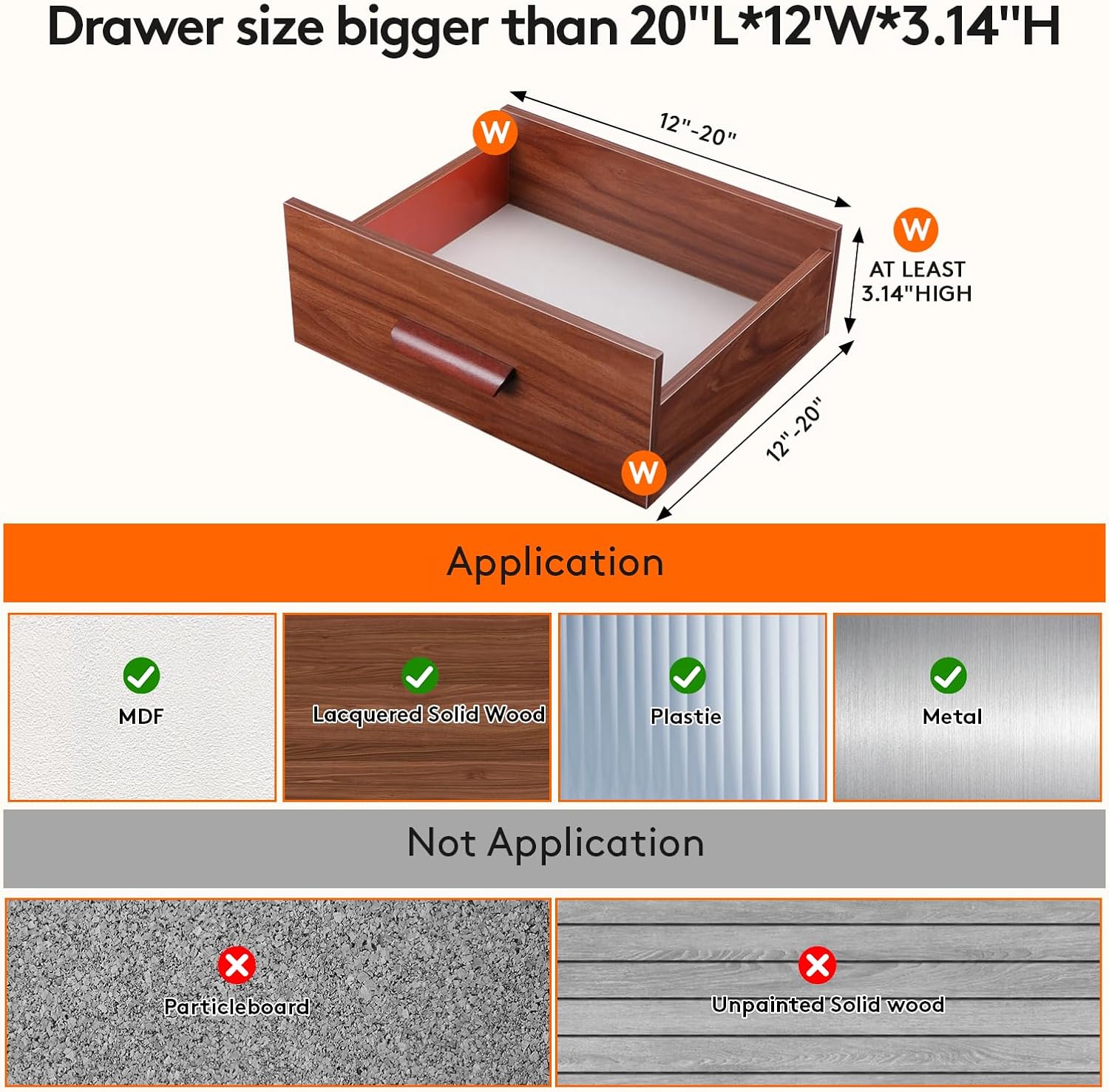 6 Pack Drawer Dividers, 3.2" High Expandable from 11.2-20" Adjustable Drawer Organisers,Clear Plastic Drawers Separators for Clothing, Kitchen Utensils and Office Storage