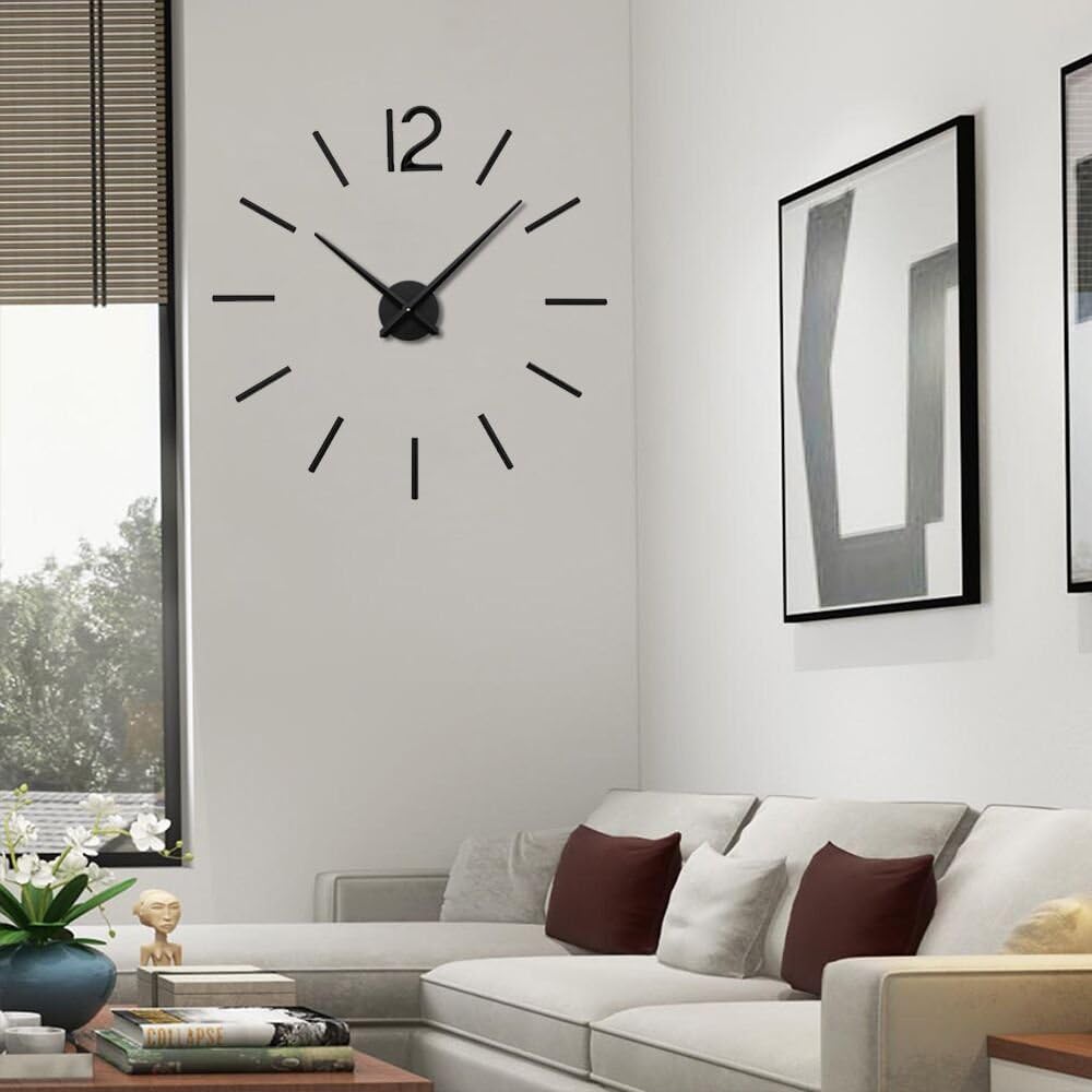 Large Clock Hands and Mechanism, Modern Black Long Hands Wall Clock, DIY Silent Movement Mechanism Battery Powered Wall Clock for Living Room Home Decoration