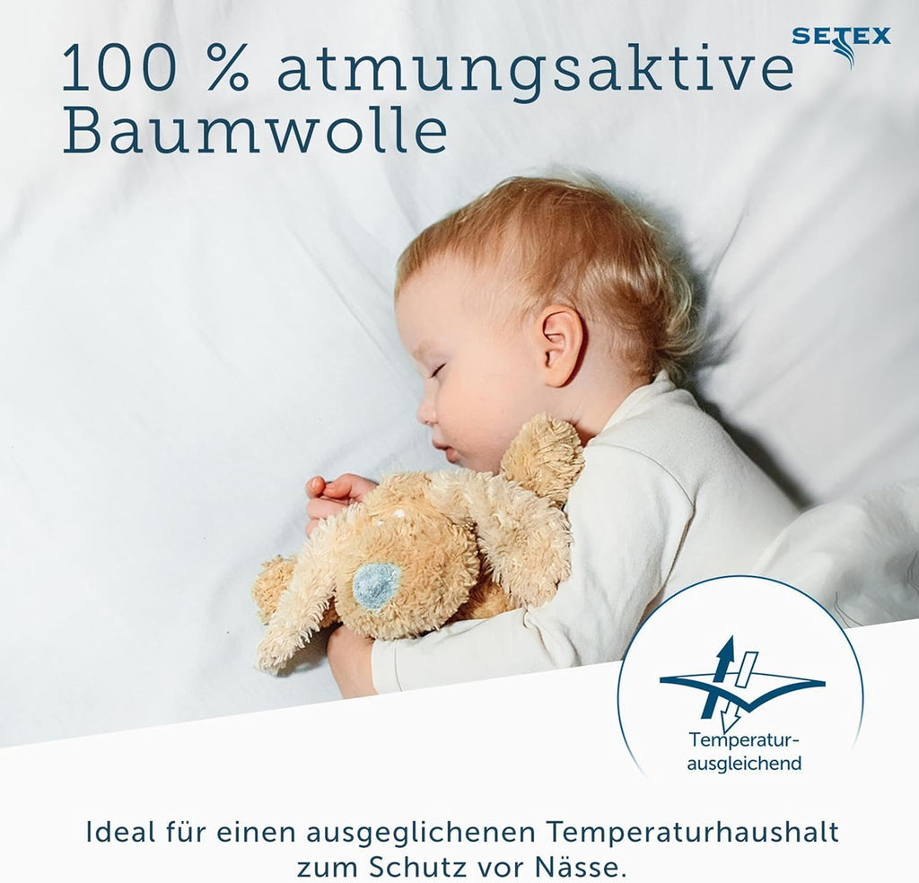SETEX Mattress Protector, Cotton, Natural, 90 x 190 cm