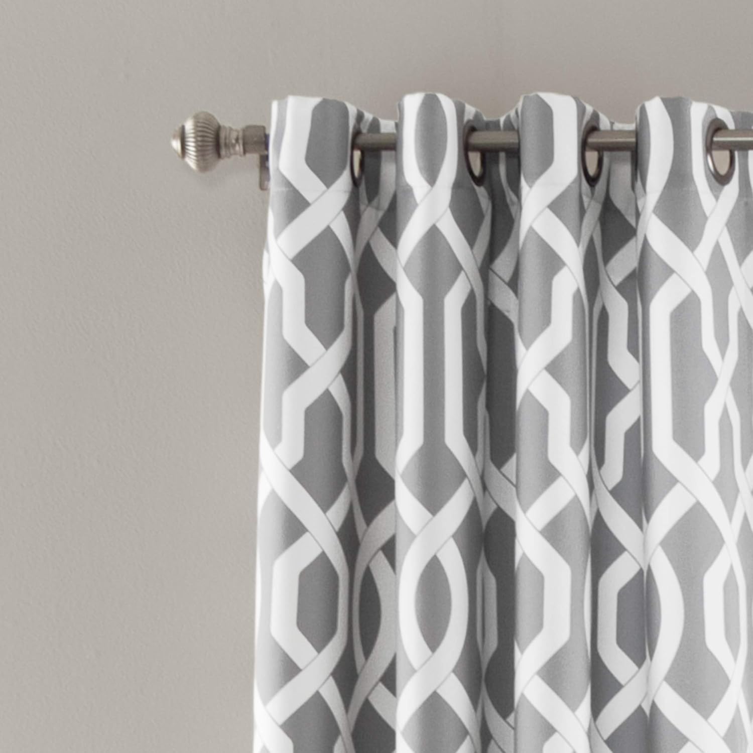 Lush Decor Edward Trellis Curtains Light Filtering Window Panel Set for Living, Dining, Bedroom (Pair), Gray, 52" W x 84" L Secondary image