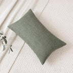 Artscope Linen Cushion Covers Set of 1 Decorative Lumbar Pillowcase Pillow Cover 12x20 Inch for Home Decor Sofa Bedroom Car 30x50cm Gray Green