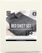 Bed Sheet Set Double, Sage, 4 Piece – Fitted Sheet, Flat Sheet with 2 Pillow Cases 50x75 – Wrinkle, Shrinkage & Fade Resistant – Oeko-Tex Certified, Polyester Microfiber Fabric