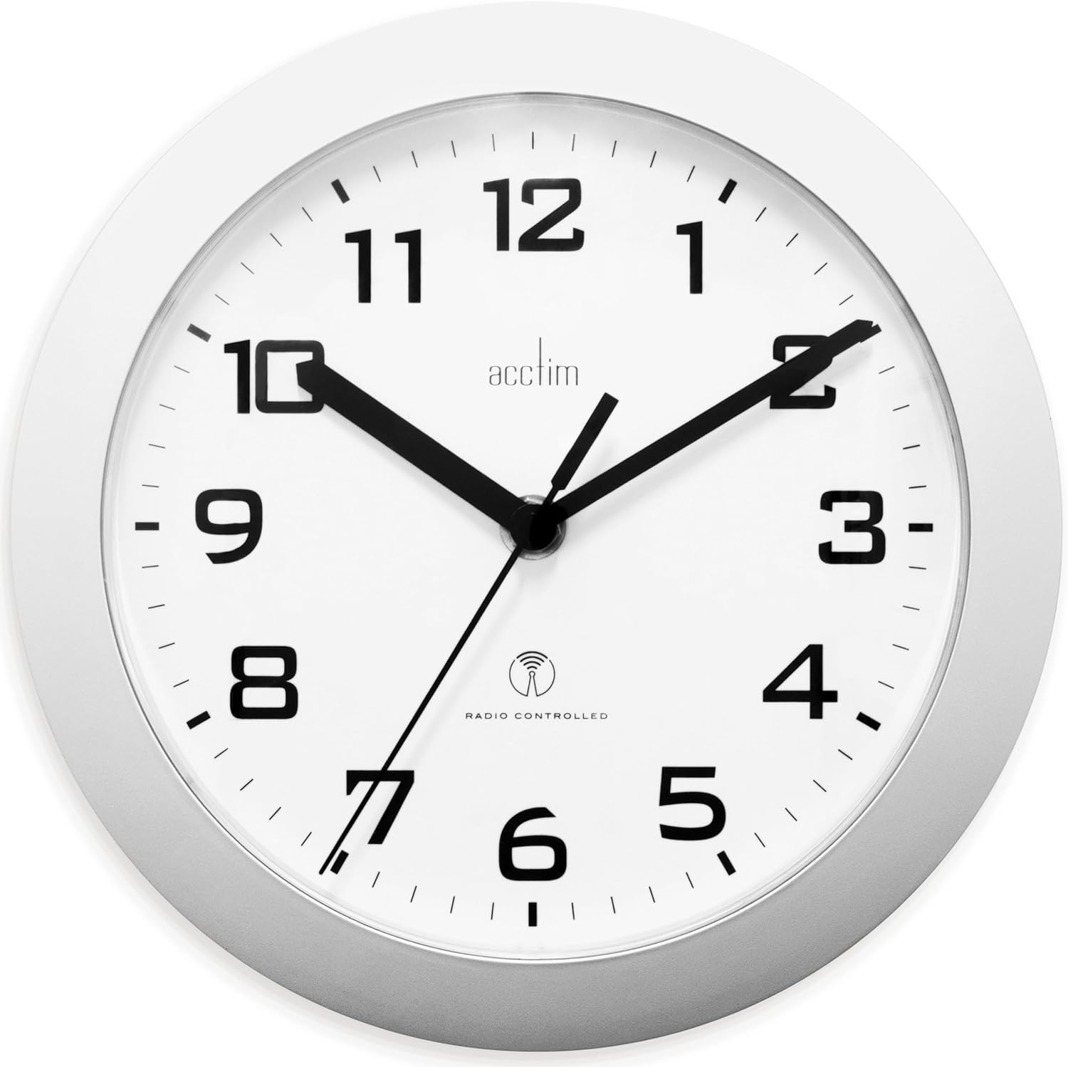 74367 Peron Radio Controlled Wall Clock, Silver, 23 cm l x 23 cm w