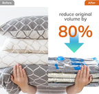 Vacuum Compression Storage Bags for Clothes - 12 Pack Reusable Space Saver Bags with Wired Electric Air Pump for travel (3 Jumbo + 3 Large + 3 Medium + 3 Small)