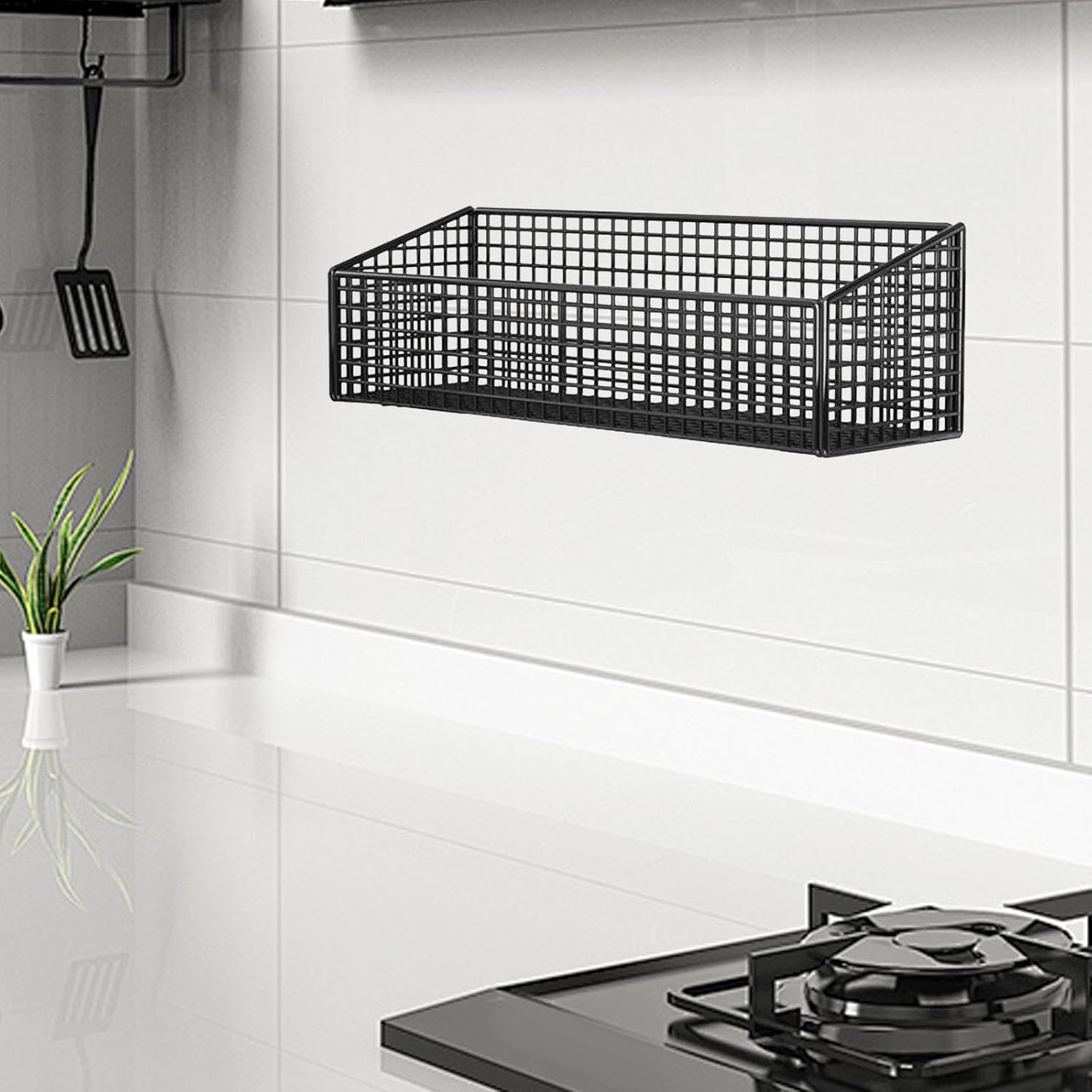 Generic Hanging Wall Basket Metal Hanging Rack Wall Mount Pantry Organizer Rack Fruit Wire Basket for Kitchen Onion Potato Vegetable, Large