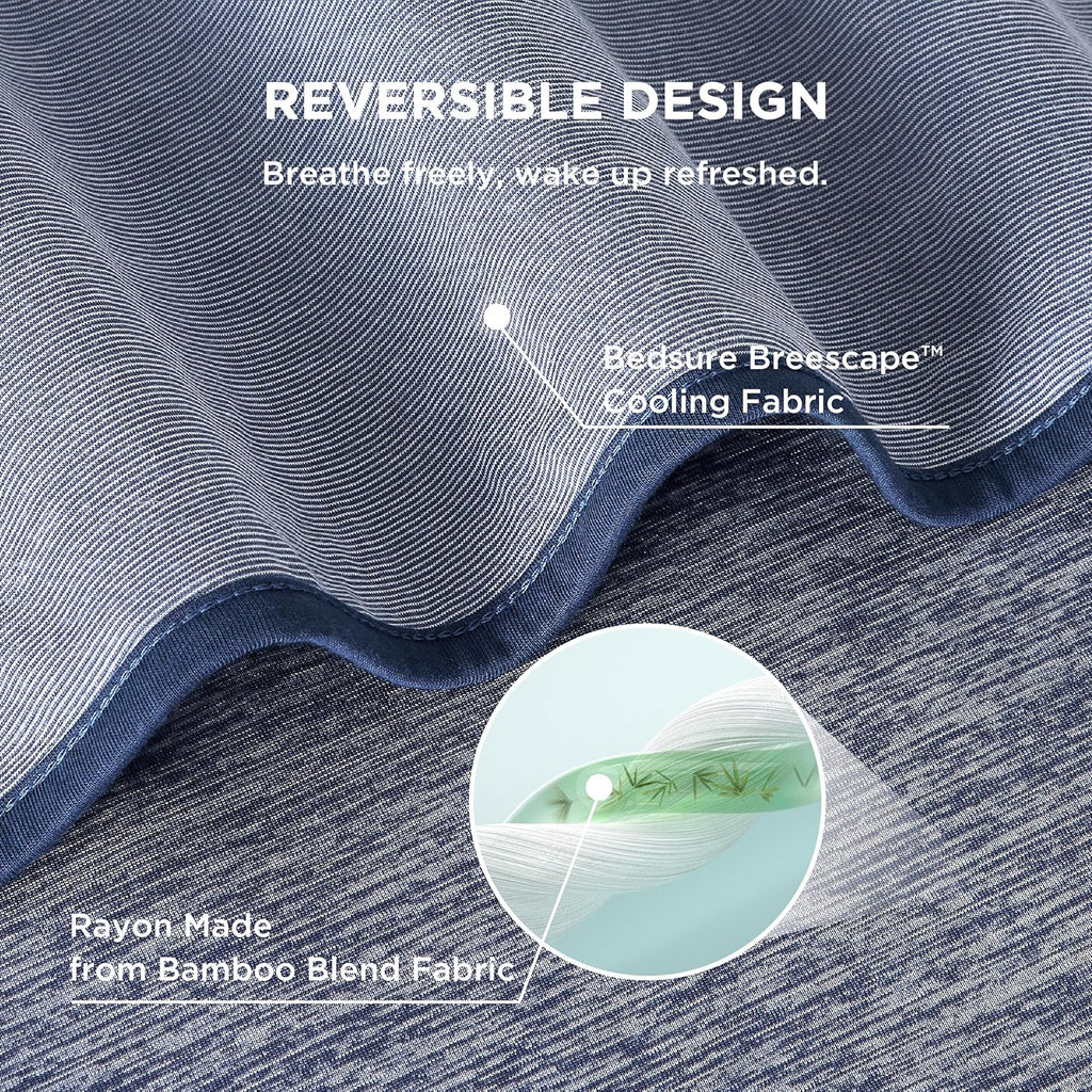 Cooling Blanket for Night - Summer Blanket with Rayon Derived from Bamboo, Dual Sided Lightweight Cool Blanket with Arc-chill Cooling Fiber for Hot Sleepers Queen, Blue, 220x240 cm