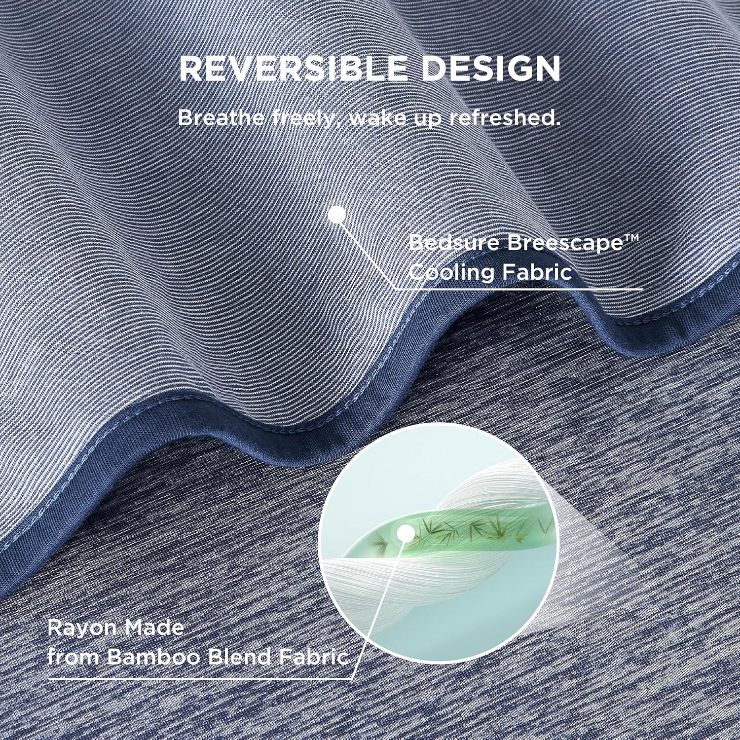 Cooling Blanket for Night - Summer Blanket with Rayon Derived from Bamboo, Dual Sided Lightweight Cool Blanket with Arc-chill Cooling Fiber for Hot Sleepers Queen, Blue, 220x240 cm
