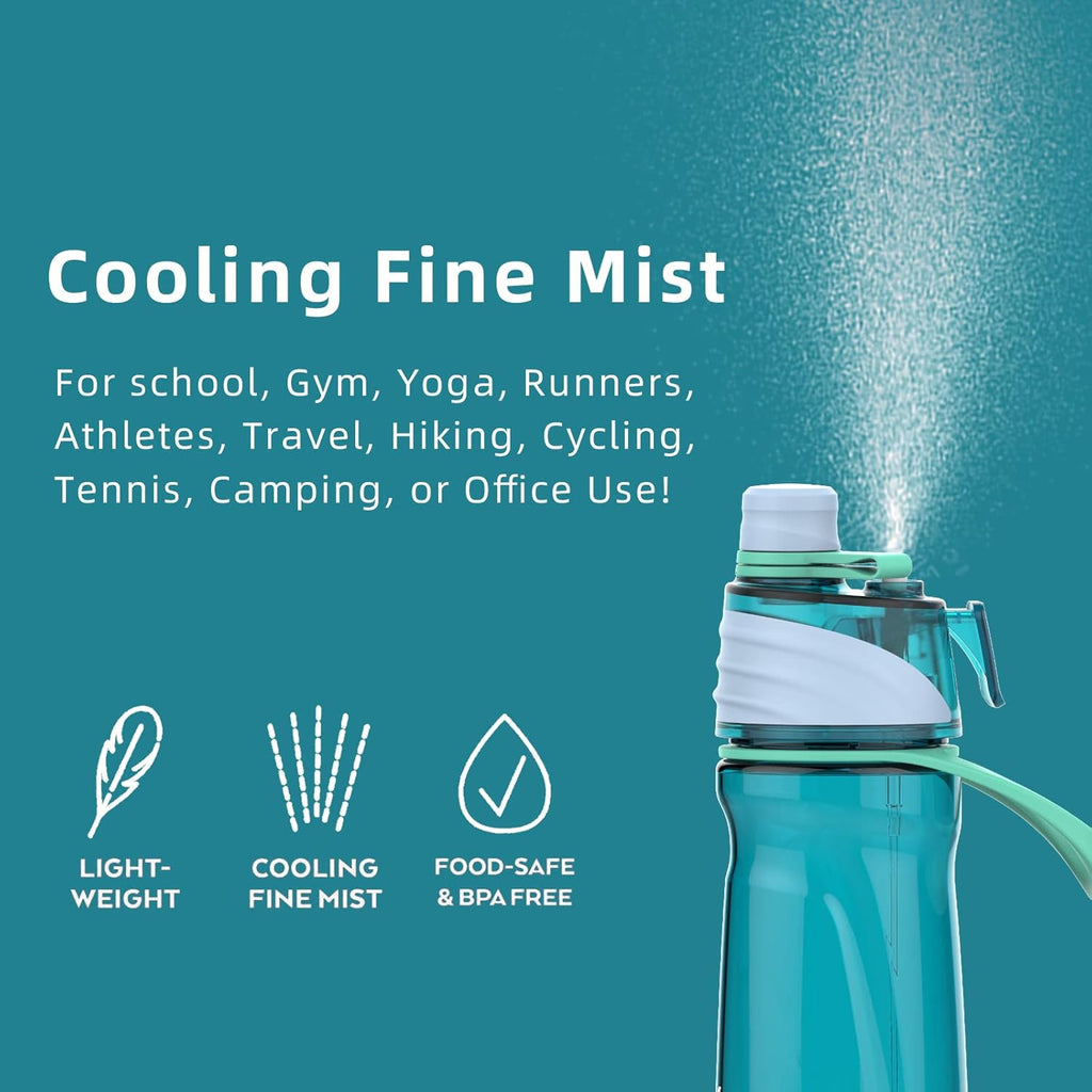 950ml Spray Water Bottles for Kids Water Bottle with Spray Mist Leakproof Misting Drinking Bottle for Cycling Hiking Climbing Outdoor Sport Hydration Cooling(Blue)