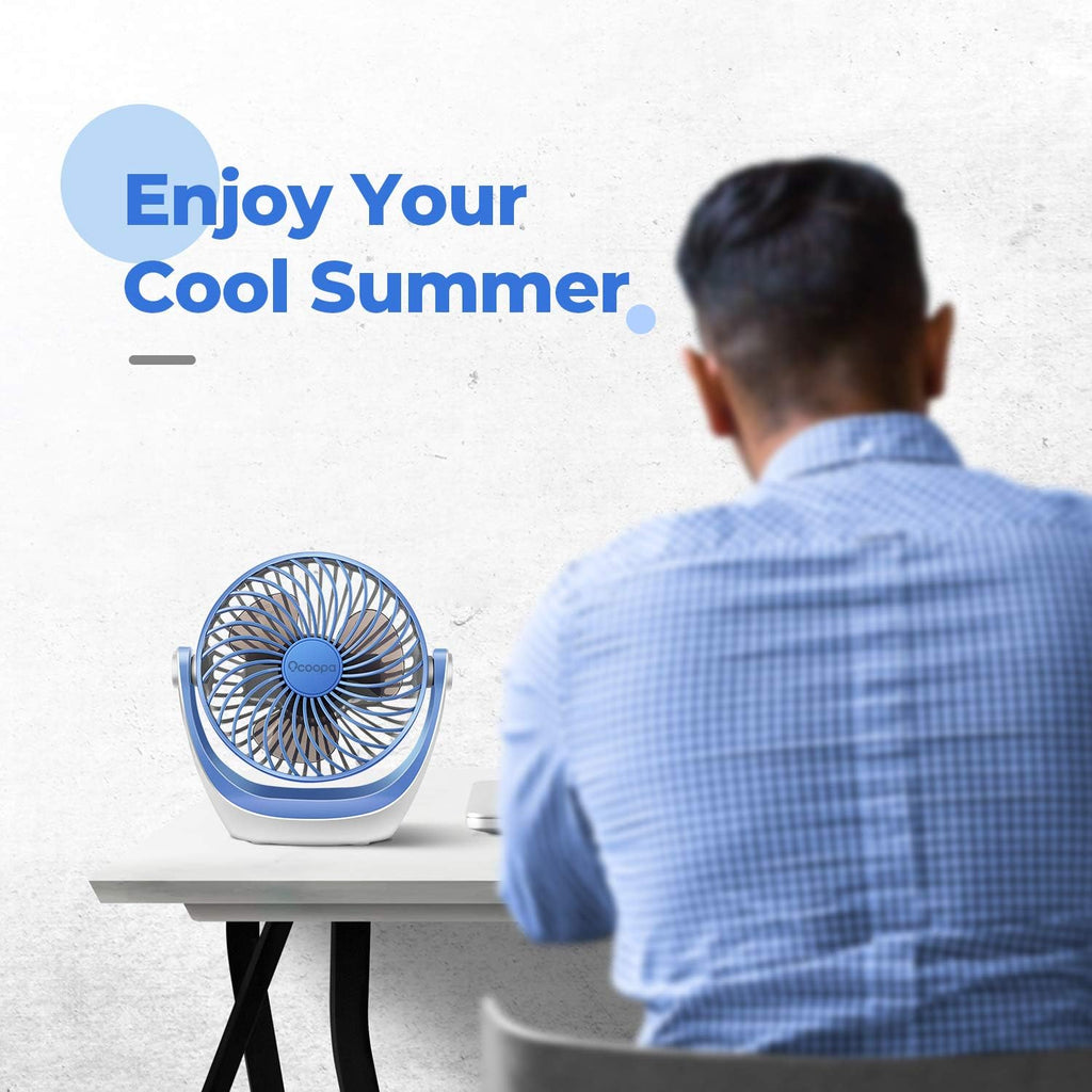 USB Desk Fan Table Fan with Strong Airflow & Quiet Operation, Portable Cooling Fan Speed Adjustable 360°Rotatable Head for Home Office Bedroom Table and Desktop