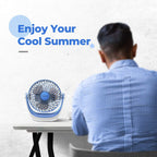 USB Desk Fan Table Fan with Strong Airflow & Quiet Operation, Portable Cooling Fan Speed Adjustable 360°Rotatable Head for Home Office Bedroom Table and Desktop