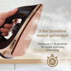 T22023GLD Ceraglide Steam Generator with Steam Shot Button, 3 Temperature Settings, 1.2L, 2700 W, Champagne Gold and Black
