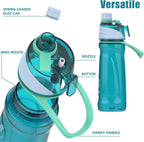 950ml Spray Water Bottles for Kids Water Bottle with Spray Mist Leakproof Misting Drinking Bottle for Cycling Hiking Climbing Outdoor Sport Hydration Cooling(Blue)