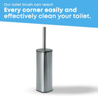 Santorini Toilet Brush & Holder for Bathroom, Flexible Toilet Bowl Plastic Brush Head for Deep Cleaning, Compact Size, Elegant Design – Chrome