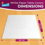 5pk White Paper Table Covers 90x90cm Tablecloths for Parties Cover Disposable - Thick Absorbent Design - Easy Clean Up for Weddings, Craft Activities, Kids’ Meals, Village Halls & Family Events