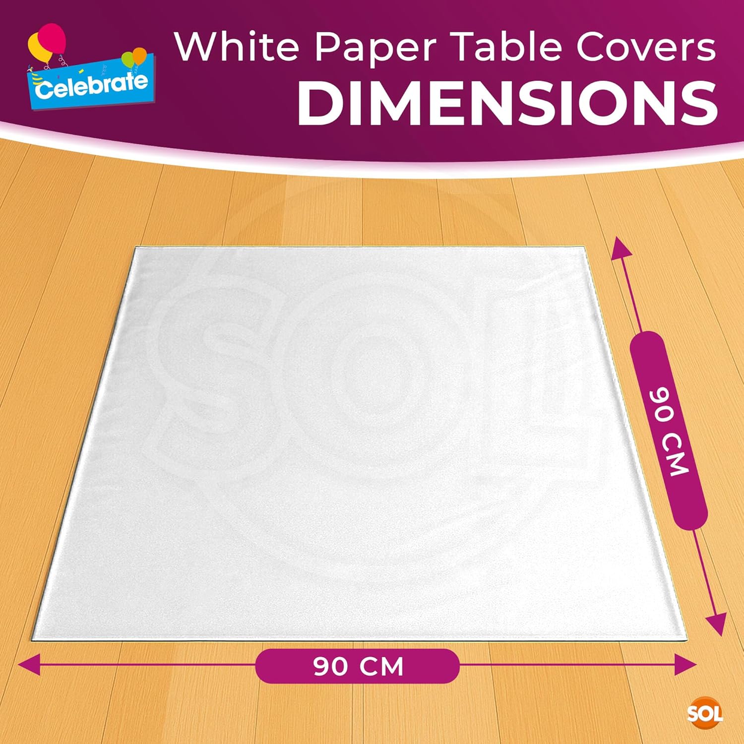 5pk White Paper Table Covers 90x90cm Tablecloths for Parties Cover Disposable - Thick Absorbent Design - Easy Clean Up for Weddings, Craft Activities, Kids’ Meals, Village Halls & Family Events