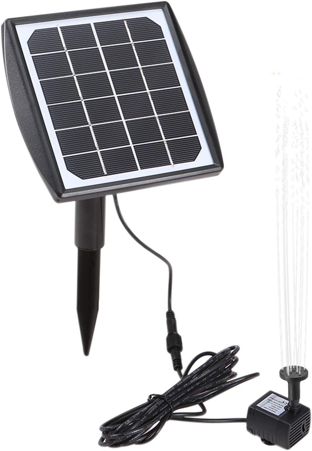 Decdeal Fountain Pump 6V/2W Solar Water Pump with Adjustable Solar Panel DIY Birdbath Fountain Pump Outdoor Water Fountain Panel Kit for Fish Tank Small Pond Garden Patio Lawn Pool